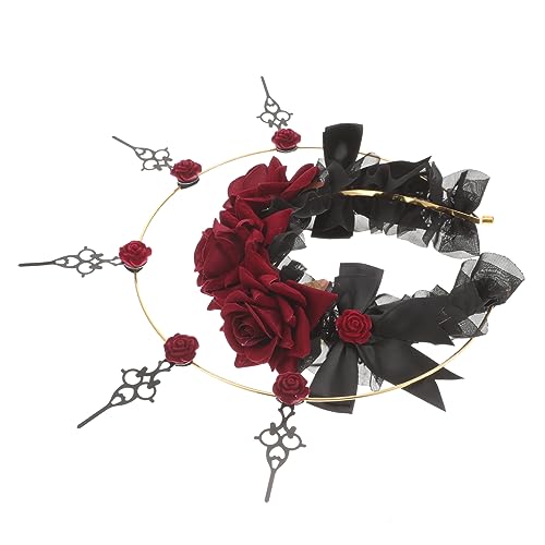 minkissy Kopfbedeckung Rosen- Halloween-stirnband Stirnbänder Für Erwachsene Halo-haarbänder Krone Cosplay-stirnbänder Karnevalskopfbedeckungen Für Damen Dunkel Leistungsrequisiten Stoff von minkissy