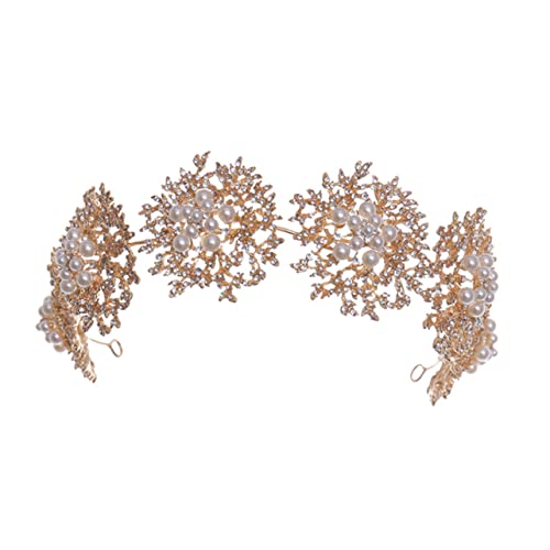 minkissy Stirnband Goldene Haargummis Bademäntel Für Damen Perle Kopfbedeckung Haarschmuck Für Die Hochzeit Stirnbänder Haarschmuck Für Die Braut Frauen Prinzessin Braut- Kleid Legierung von minkissy