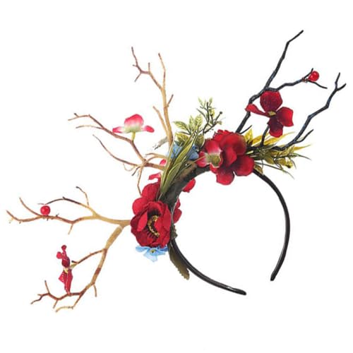 minkissy Weihnachts-stirnband Mit Blumenmuster Baumzweig Geweih Haarband Maskerade Party Kopfschmuck von minkissy