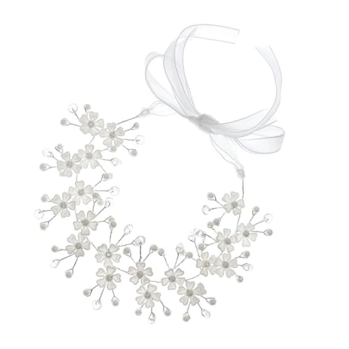 minkissy Stirnband Kopfschmuck Für Die Braut Perlenstirnbänder Für Frauen Hochzeit Haarband Blumenstirnbänder Haarperlen Kapuzenpullover Dekorative Haargummis Kristall Schleier Die Blumen von minkissy