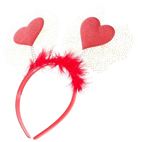 minkissy Herzförmiges Stirnband Mit Federdekor Valentinstag Haarband Dekoration Für Mädchen Party Hochzeit Stirnband Accessoire Aus Filzmaterial von minkissy