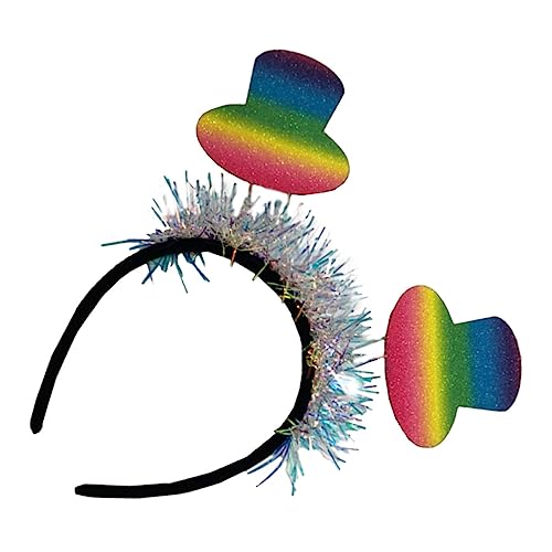 minkissy Stirnband Mit Regenbogenhut Kopfschmuck Clown-hut Farbe Glitzer Mädchen Damen von minkissy