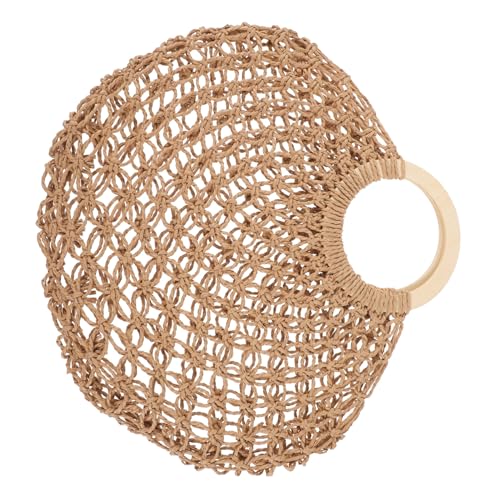 minkissy Strandtasche Damen Strohgeflecht Sommer Handtasche mit Holzgriffen Leicht und Geräumig für Strand Reisen Alltag Einkaufstasche von minkissy