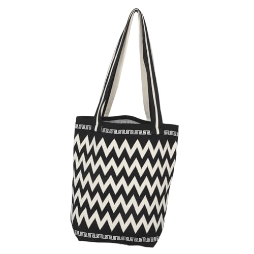 minkissy Strickbeutel mit großer Kapazität Einkaufstasche gehäkelt Eimer Handtaschen für Frauen Bucket-Bag-Geldbörsen Computer gestrickter gewebter Tasche Umhängetasche für Frauen Polyester von minkissy