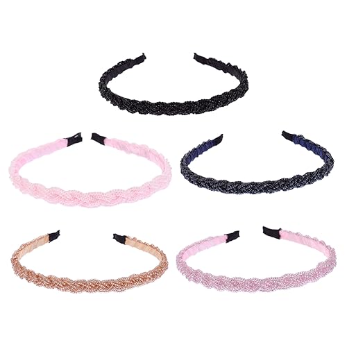 5st Zopf-stirnband Haargummis Haarschmuck Für Zöpfe Haarband Perlen Haarschmuck Frauen Stirnband Haarpflegezubehör Kopfschmuck Für Mädchen Damen Kristall Flechten Angelleine von minkissy