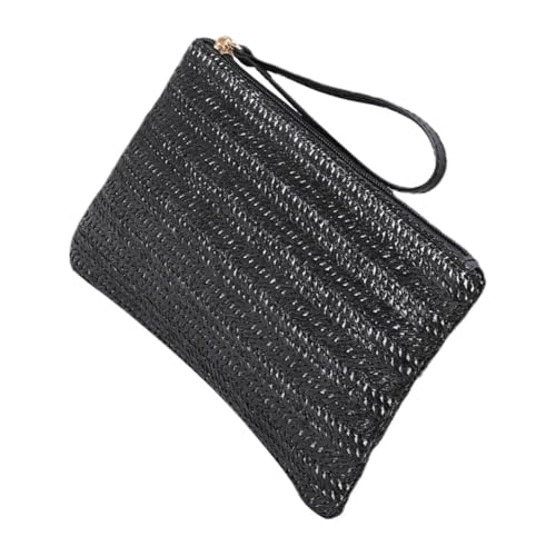 minkissy Strohkupplung Geldbeutel Handtasche Aus Rattan Gewebte Clutch Clutch-Handtasche Aus Stroh Für Korbtasche Weiden Mädchen Kleine Geldbörse Münzbeutel Polyester Black von minkissy