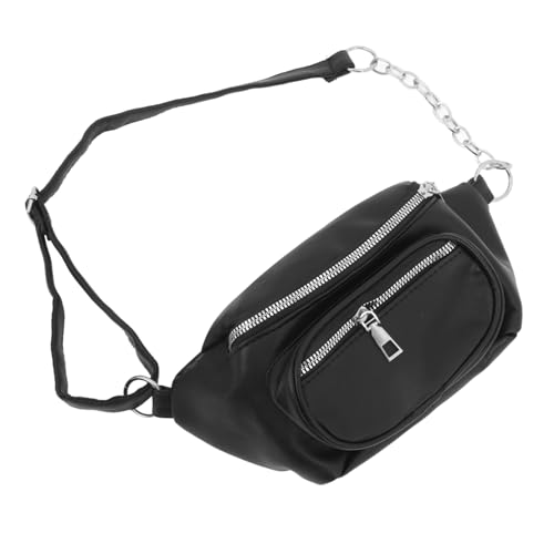 minkissy Stylische Schwarze Hüfttasche mit Kette Crossbody Bag für Damen für Shopping und Freizeit Elegantes Design für Unterwegs minkissy Stylische Schwarze Hüfttasche mit Kette Crossbody Bag für Damen für Shopping und Freizeit Elegantes Design für Unterwegs von minkissy