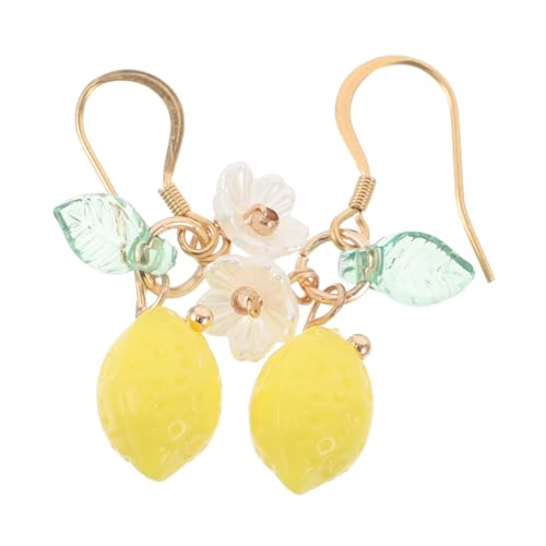 minkissy Stylische Zitronen Ohrstecker aus Hypoallergenem Leicht Fruchtiges Design mit Unregelmäßigen und Blumenanhängern Frucht Ohrringe für Alltag und Sommer Looks von minkissy