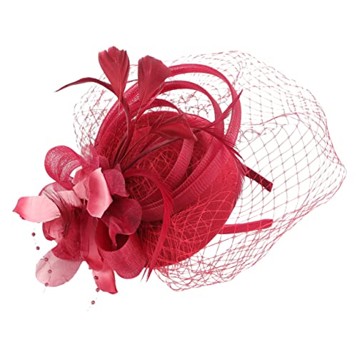 minkissy Fascinator-hut Mit Blumenmuster Federn Stirnband Für Damen Teeparty Hochzeitsbankett Zubehör von minkissy