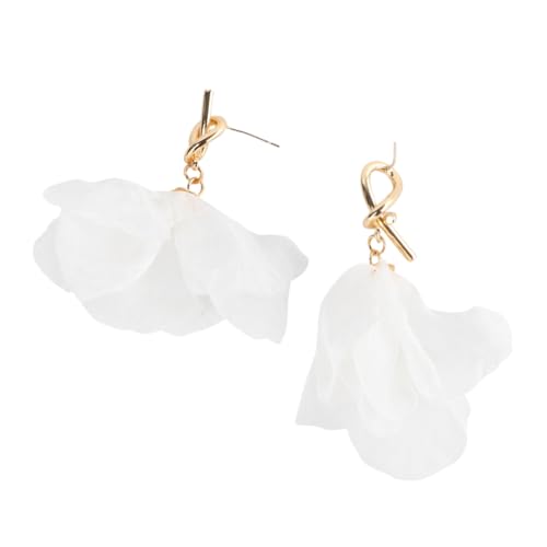 minkissy Temperamentvolle Blumenohrringe mit Weißem Schleifen design Legierter Haken Retro Stil Modische Damenschmuck für Alltag Party und Besondere Anlässe von minkissy