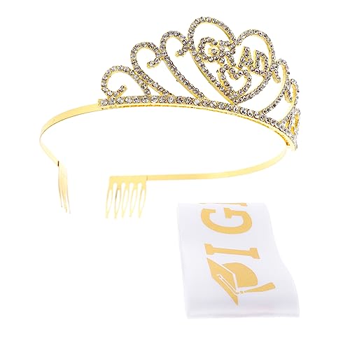 minkissy Tiara Schärpe Legierung Abschlusskrone Dekoration Partybedarf Foto Prop Accessoire Schärpen Und Absolventen Accessoire von minkissy