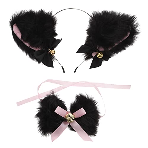 minkissy Katzenohren-stirnband Mit Glöckchen Pelziges Haarreif Für Cosplay Lolita Party-outfit Schickes Kopfschmuck Für Mädchen Und Damen von minkissy