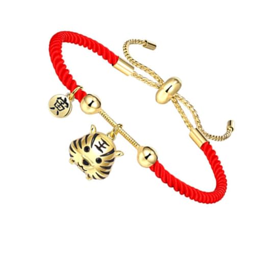 minkissy Tiger Amulett Armband Rotes String Schutzarmband Verstellbar für Damen Chinesisches Neujahrssegen Jahr Tigers von minkissy