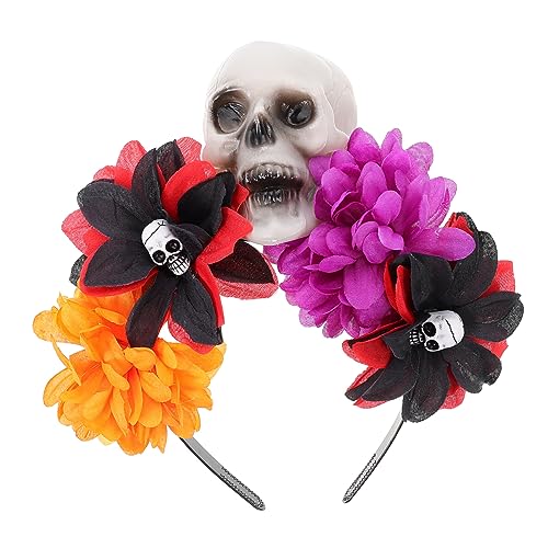 minkissy Schädel Rose Stirnband Zubehör Für Halloween-partys Halloween-party-stirnbänder Festival-kopfschmuck Halloween-schädel-kostüm-haarband Pop Seidentuch Geschenkartikel Fräulein von minkissy