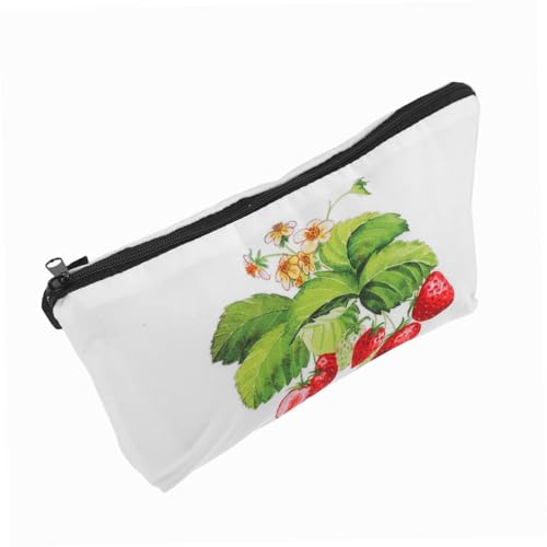 minkissy Tragbare Make-up-Tasche Mit Erdbeermuster Organizer Kosmetikhalter Für Die Reise Große Kapazität Reißverschlusstasche von minkissy