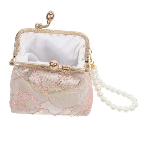 minkissy Tragbare Perlenbrieftasche Portemonnaie Geblümte Geldbörse Formelle Clutch Damen Abendtasche Visitenkartenetui Mini-Clutch-Tasche Abend Handtasche Blumen Geldbörse Imitationsperlen von minkissy