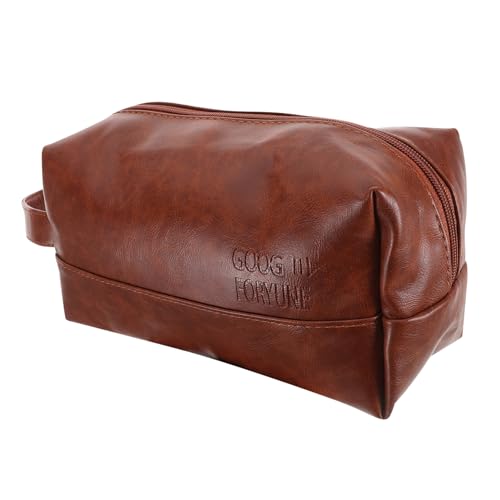 minkissy Tragbare Pu Leder Toilettenbeutel Männer Die Essentielle Aufbewahrungstasche Für Reise Und Make Up Hautpflege Organisator Für Reise Und Make Up Hautpflege Pflegen von minkissy