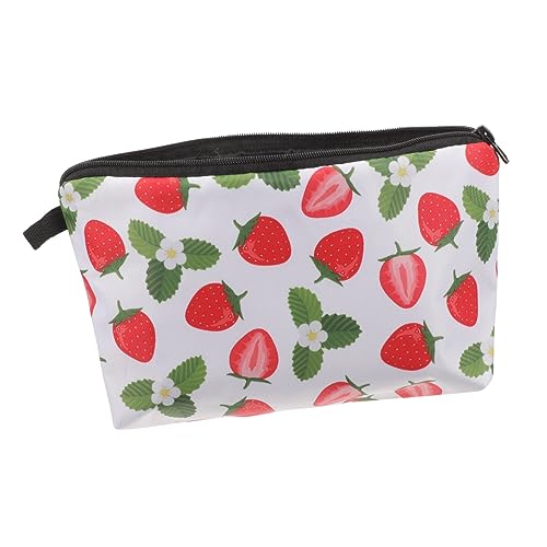 minkissy Tragbare Reise-Make-up-Tasche Mit Erdbeer-Design Reißverschlusstasche Kulturbeutel Für Frauen von minkissy
