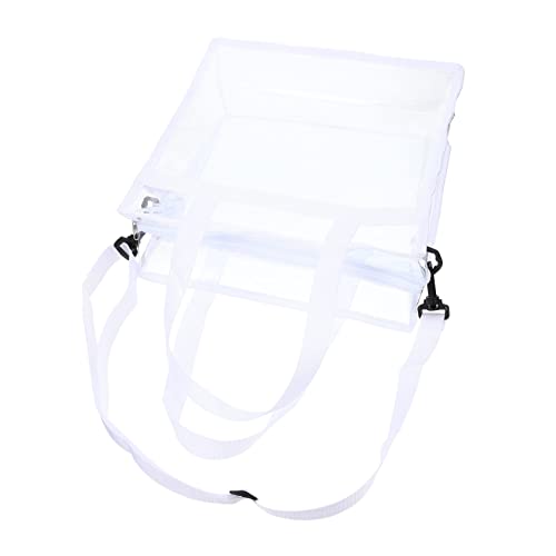 minkissy Transparente PVC-Tasche, trendige Tragetasche, Umhängetasche, quadratische Tragetasche, modische Tragetasche, transparent, transparent, für den Außenbereich, transparent, weiß, 33X32X13.5CM, von minkissy