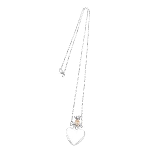 minkissy Transparentes Herz Anhänger Halskette Titanium Offener Flakon Anhänger mit Sicherem Verschluss für Ätherische Öle Modisches Schmuckstück für Damen Verarbeitung und Einzigartiges von minkissy