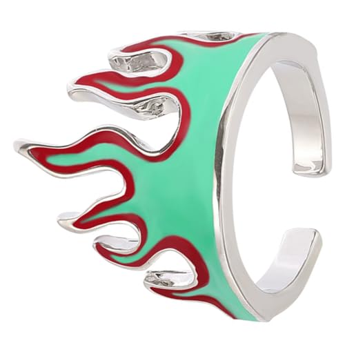 minkissy Verstellbarer Kreativer Flammenring aus Hochwertiger Legierung für Damen und Herren Modisches Accessoire im Hip Hop Stil Individuell Anpassbar Unisex Schmuckstück von minkissy