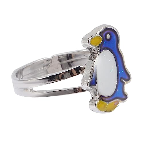 minkissy Verstellbarer Pinguinring mit Farbwechsel für Frauen Offener Schmuckring für Besondere Anlässe Langlebig Passend für Partys Hochzeiten von minkissy