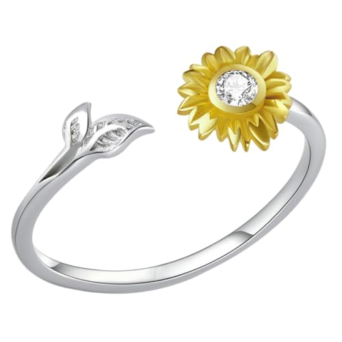 minkissy Verstellbarer Sonnenblumenring Offener Ring für Damen Modisches Accessoire für Besondere Anlässe Elegant Look von minkissy
