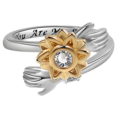 minkissy Lettering Ring Verstellbarer Sonnenblumen Rotierender Ring Für Damen Aesthetic Schmuck Für Festivals Hochzeiten Und Alltag von minkissy