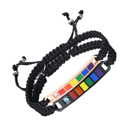 minkissy Verstellbares Armband Nylon mit Titanstahl und Zirkonia Geflochtenes Regenbogen Wrist Rope für Leichtes Langlebiges Schmuckstück für Alltag und von minkissy