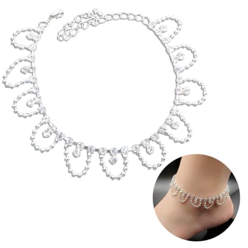minkissy Verstellbares Fußkettchen für Damen Funkelndes Rhinestone Armband mit Verschluss Dekoratives Sandalen Armband für Strandpartys und Hochzeiten von minkissy