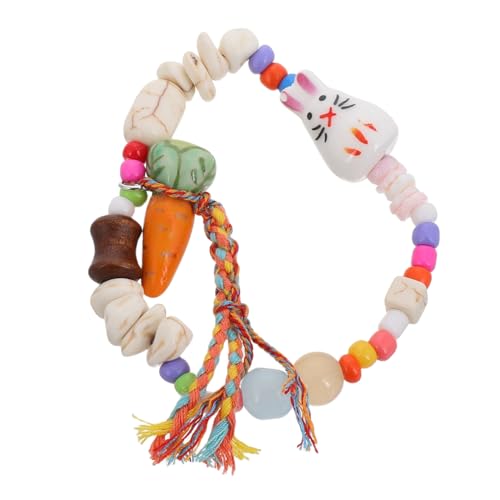 minkissy Verstellbares Ostern Armband mit Karotten und Hasenanhänger aus Natürlichem Stein und Keramik Süßes Bunny Schmuckstück für Mädchen Frauen und Teens Farbenfrohes Perlenarmband von minkissy