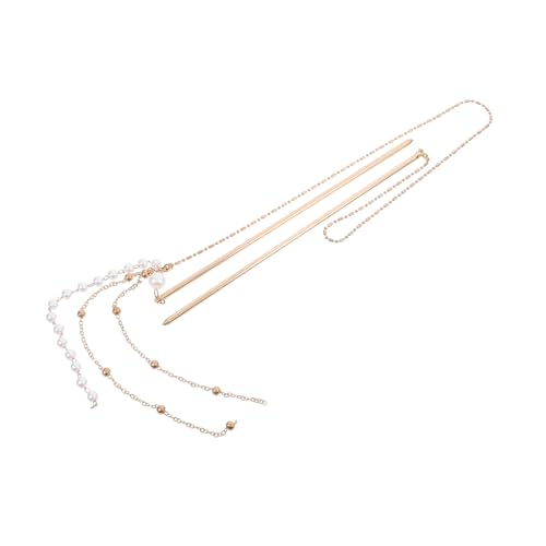 minkissy Vintage Chinesische Haarnadel mit Quasten Doppelte Ketten Haarstab aus Abs und Zinklegierung Langlebiger Haarschmuck für Damen Geeignet für Hochzeiten Partys und Alltag Elegant von minkissy