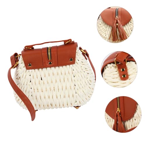 minkissy Vintage Geflochtene Umhängetasche Damen Leicht Klein Sommer Strand Freizeit Stofftasche Crossbody Bag für Alltag Party Dating von minkissy