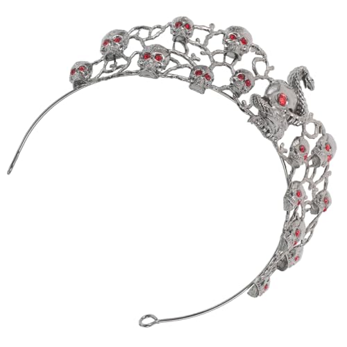 minkissy Vintage Goth Skull Crown aus Langlebiger Legierung und Funkelnden Strasssteinen Retro Barock Haarreif für Damen Auffälliges Halloween Accessoire Vielseitig für Party Cosplay von minkissy
