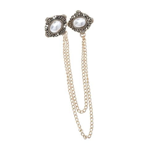 minkissy Vintage Herren Brosche Kragenclip aus Hochwertiger Legierung Modischer Anzug Schmuck mit Ketten und Perlendetail Leichter Vielseitiger Kleidungsschmuck für Hemden Strickjacken und minkissy Vintage Herren Brosche Kragenclip aus Hochwertiger Legierung Modischer Anzug Schmuck mit Ketten und Perlendetail Leichter Vielseitiger Kleidungsschmuck für Hemden Strickjacken und von minkissy