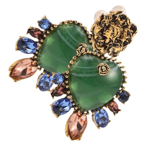 minkissy Herz Ohrringe Grün Damen Vintage Tropfenohrringe Elegant Strassschmuck Ohrhänger Modeschmuck Für Frauen von minkissy