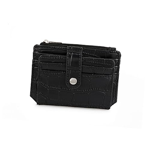 minkissy Vintage Krokodilprägung Geldbörse Für Damen Und Herren Tragbare Kurze Brieftasche Mit Druckknopf Münzfach Für Alltag Und Reisen Schwarz von minkissy