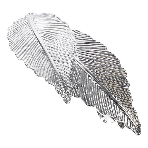minkissy Vintage Metall Haarspange Blattform Stabile Haarklammer für Damen Eleganter Haarschmuck für Dickes und Geeignet zum Fixieren bei Make Up Kochen und Alltag Silberfarben von minkissy