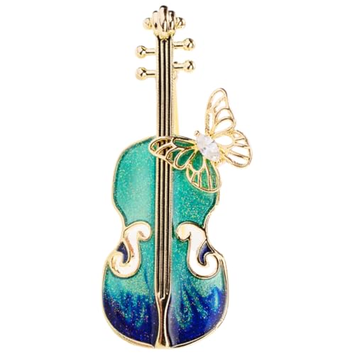 minkissy Vintage Metall Violine Brosche Damen Anstecknadel Schmuck mit Schmetterling Dekoration für Kleidung Hut Schal Zubehör von minkissy