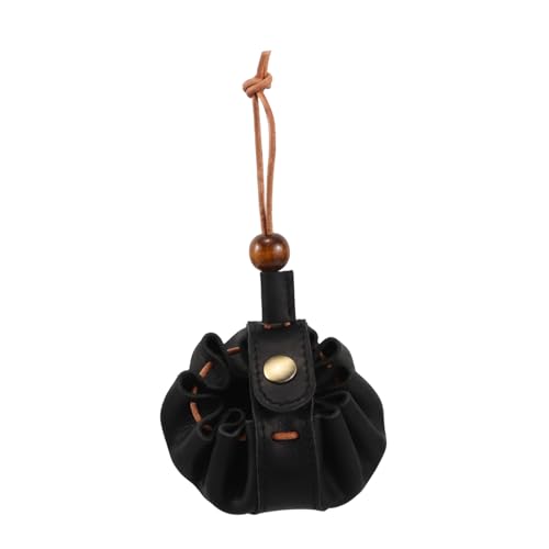 minkissy Vintage Mini Geldbörse Damen aus Hochwertigem Leder mit Praktischem Kordelzug Kleines Portemonnaie für Münzen Schlüssel und Accessoires Modisches Vielseitiges Kleingeldtäschchen von minkissy