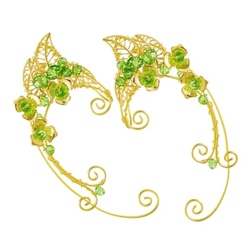 minkissy Vintage Ohrclips Damen Ohrschmuck Grün Non Piercing Ear Leicht Elegant Handgefertigt Für Festival Cosplay Party Geschenkidee von minkissy