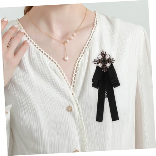 minkissy Vintage Perlen Brosche Damen Schleifenbrosche aus Spitze Stoff Leichte Anstecknadel für Uniform Revers Vielseitiges Accessoire für Bluse Kleid Hut und Anzug Eleganter Lapel Pin in von minkissy