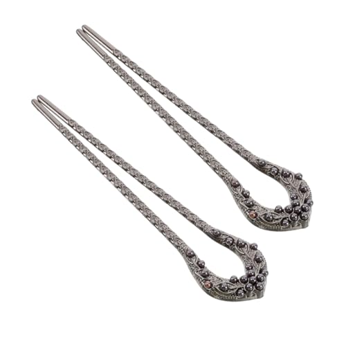 minkissy 2stücke Haarnadeln Perlen U-förmig Für Brötchen Haargabeln Aus Legierung Traditionelle Haarstyling Zubehör Chinesischer Stil Hochzeit Schmuck Nadeln Accessoires von minkissy