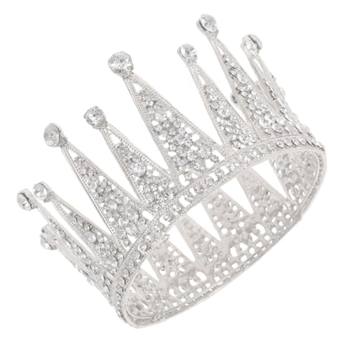 minkissy Volle Runde Haarkrone aus funkelnden Strasssteinen Barock-tiara für Braut Komfortables Elegantes Braut-haaraccessoire für Hochzeit Party Geburtstag Königinnen-kostüm von minkissy