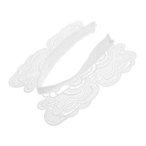 minkissy Wasserlöslicher Kragen abnehmbarer falscher Kragen Chiffon Bluse mit falschem Kragen Halskettenkragen, dekoratives Oberteil Spitzenkragen für Damen Polyester Weiß von minkissy