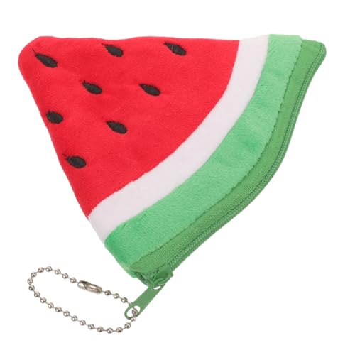 minkissy Wassermelonen-Geldbörse Halter Schlüsselbund Geldbeutel schlank Schlüsselbeutel kleine Geldbörse für Frauen Kleine Brieftasche Geldbörse mit Reißverschluss Portemonnaie Plüsch rot von minkissy