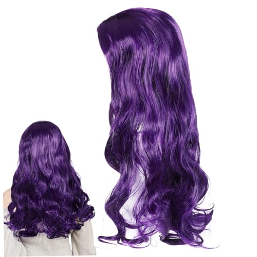 minkissy Weibliche Wellenperücke bunte Perücken für Frauen Natürliche Perücken für weiße Frauen Frau Perücke Hochtemperaturdraht Violett von minkissy