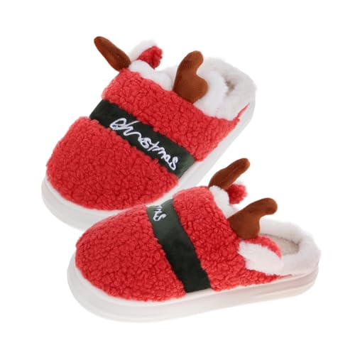 minkissy Weiche Damen Hausschuhe mit Dicksohliger Rutschfester Sohle Kuschelig Warmes Plüschmaterial Festliches Design für Winter und Outdoor von minkissy