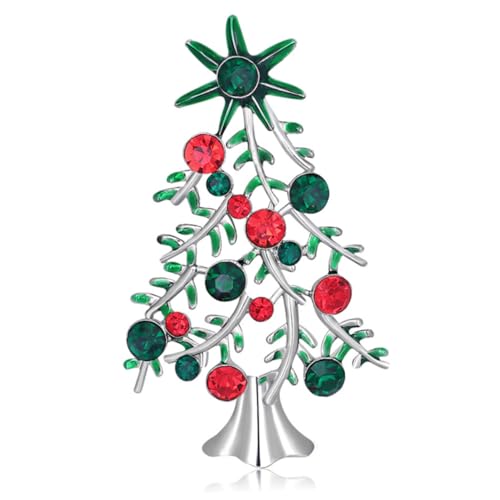 minkissy Weihnachtliche Brosche Weihnachtsbaum Strass Pin Damen Accessoire Modisch für Mantel Rucksack Schal Tasche Geschenkidee Elegant und Funkelnd von minkissy