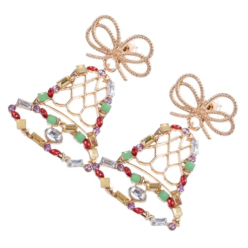 minkissy Weihnachtliche Glocken Ohrringe Damen Auffällige Bunte Kristallanhänger Langlebige Weihnachts Dangle Ohrringe Modischer Ohrschmuck für Festtage und Partys von minkissy
